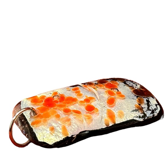 🍄Gorgeous Resin Multimedia Pendant W/Peach, Gold, & Neutral Tones Approx. 2”x1” - Picture 10 of 10